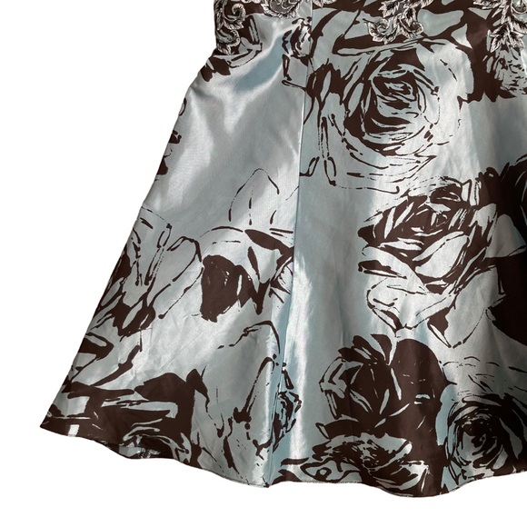 Alyce Designs Women’s aqua and black floral strapless fit and flare dress Sz 22 - Picture 6 of 15